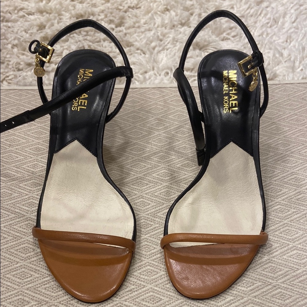 Michael Kors Black and Brown Heeled Sandals